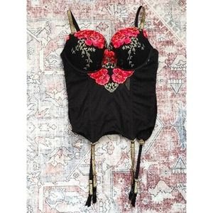 Victoria's Secret Floral BONED CORSET BUSTIER Tank Top 34C NWT